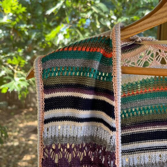 Democracy Women's Colorful Sleeveless Striped Longline Open Cardigan Size 2X - Picture 5 of 8